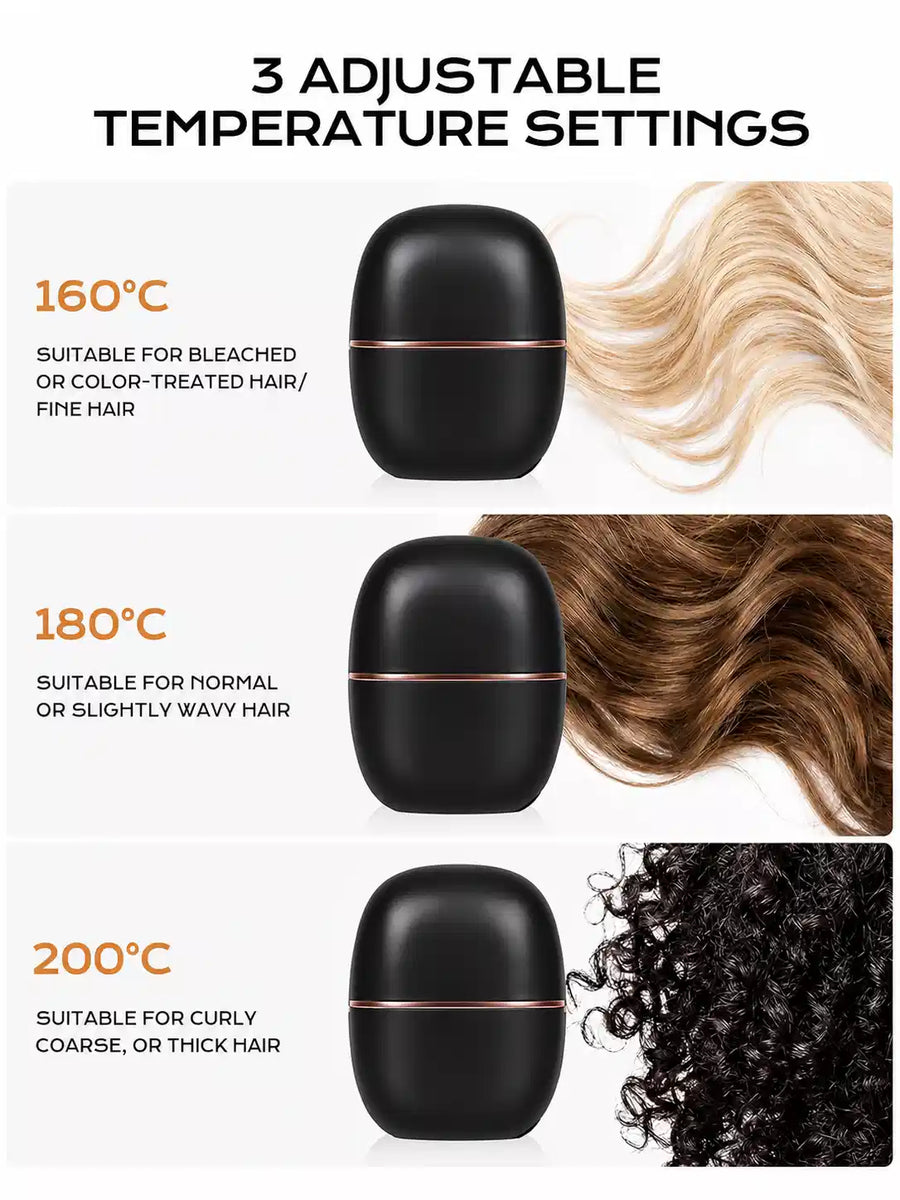 Portable Mini Hair Straightener Brush – Portable 2-in-1 Straightening & Curling Comb