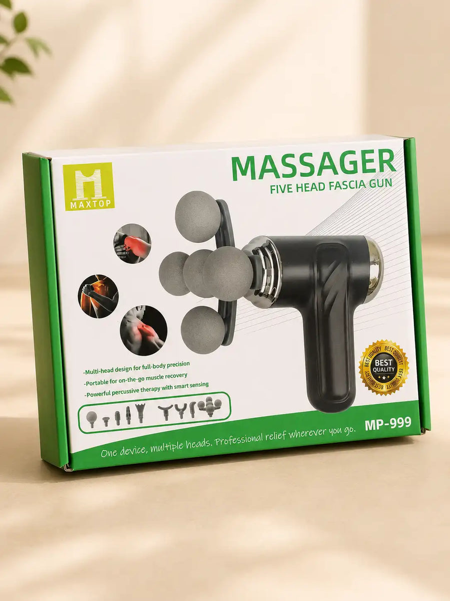 MAXTOP Five Head Fascia Gun Muscle Massager With 9 Massage Heads