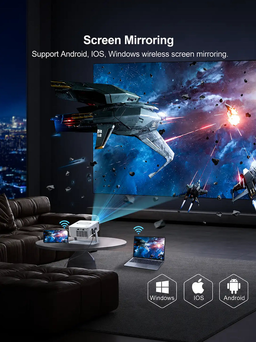 BullYEye Smart Android 11 Projector – 4K Support, WiFi & Full HD Home Theater