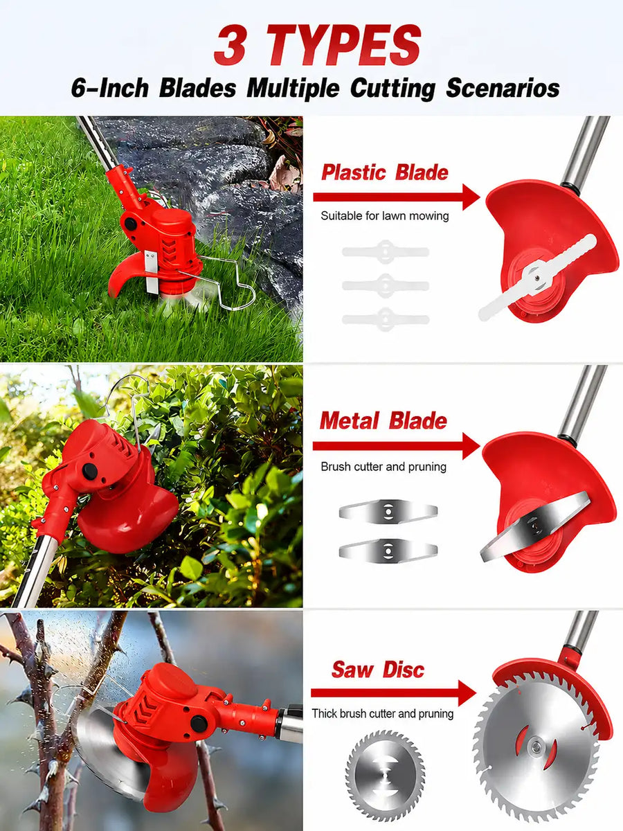 48V Cordless Grass Trimmer & Brush Cutter – 2 Batteries, Multi-Blade