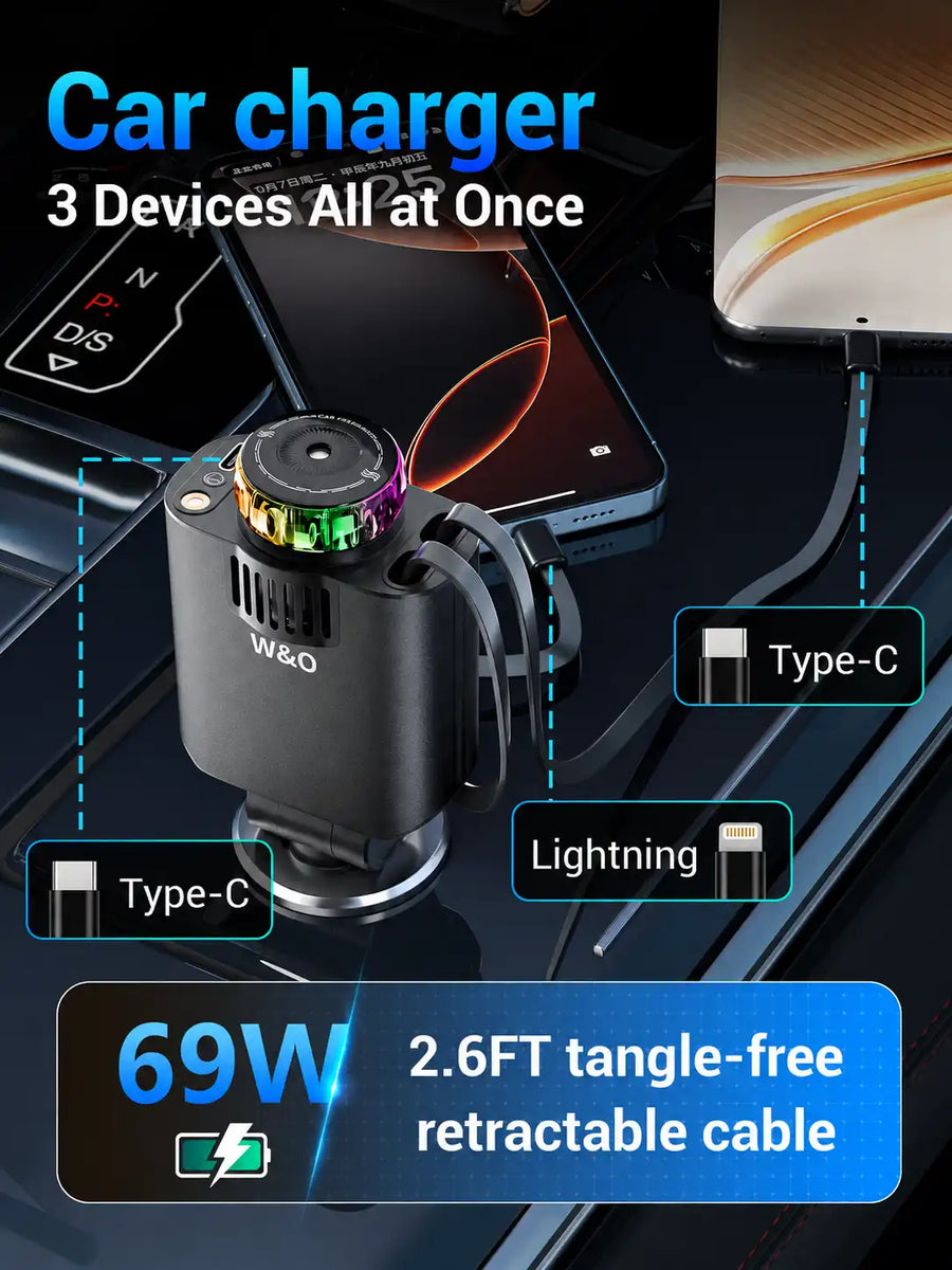 Starlight 5-in-1 Fast Car Charger โ PD 3.0 with Perfume Diffuser & Ambient Light