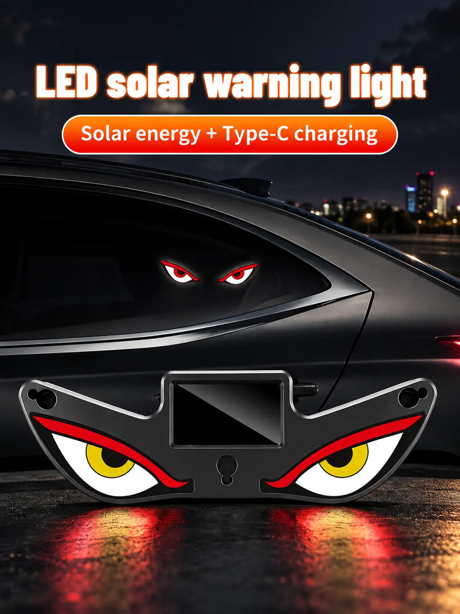 LED Demon Eyes for Car | Solar Devil Eye Light for Rear Window | Wireless Car LED Light with Suction Cup Mount