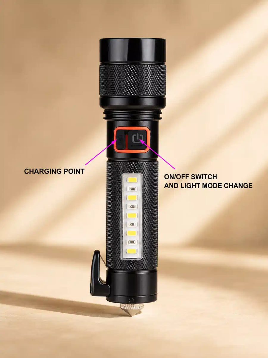 LM-7703 Rechargeable High Power LED Flashlight with COB Light