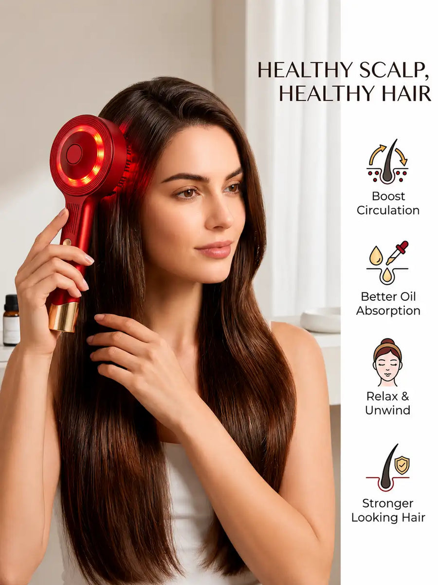 Electric Scalp Massage Comb – Vibrating Hair Massage Brush with LED Therapy
