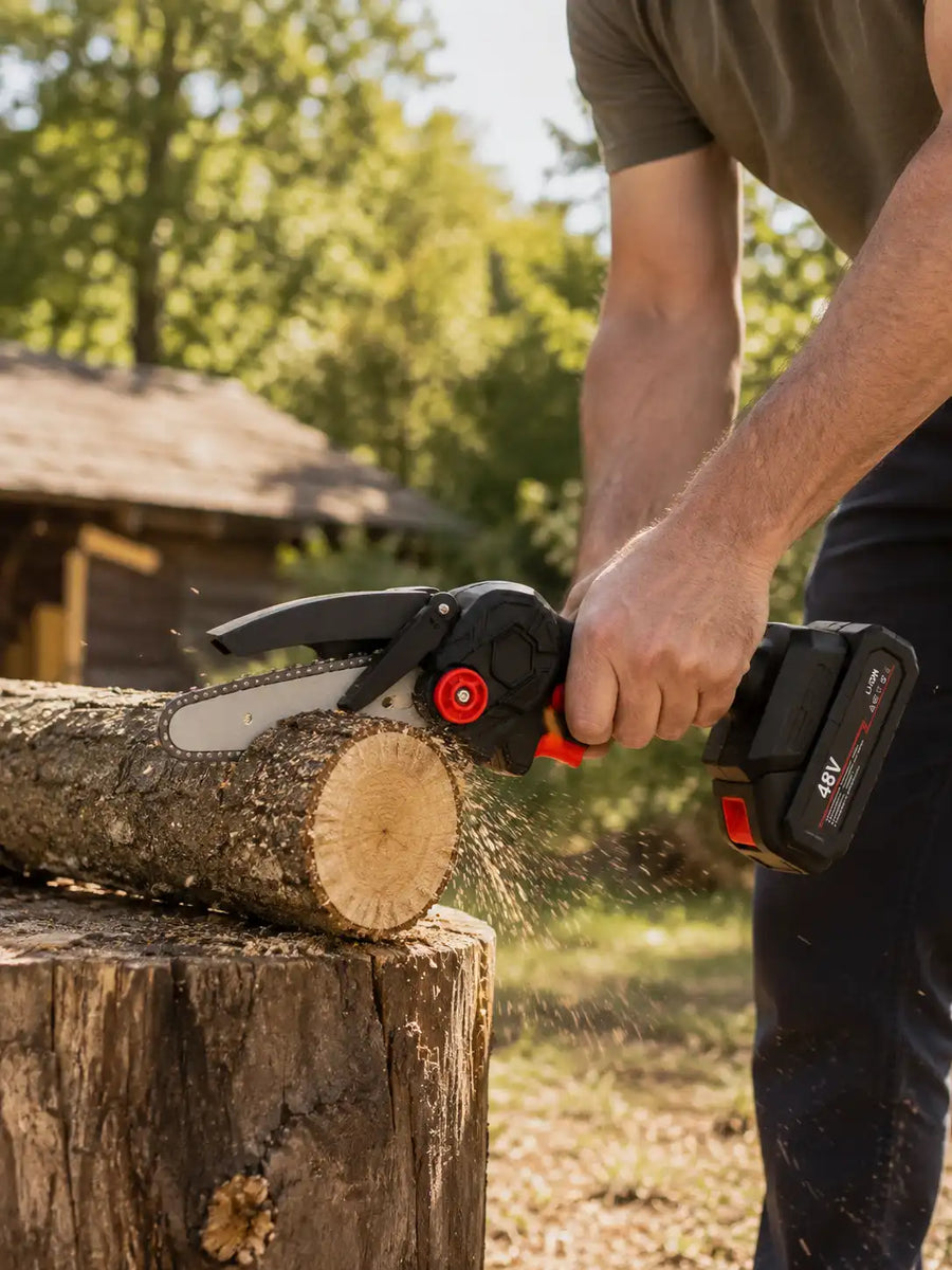MZ CS72 Cordless Mini Chainsaw 6-Inch – Portable Electric Battery Chainsaw for Branch Cutting, Pruning & Firewood