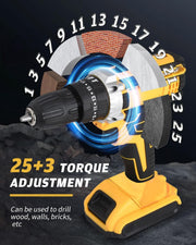 Cordless Drill Machine with Complete Tool Kit - 25+3 Torque, 3-in-1 Drill Driver, 2 Speed, 38Nm, Screwdriver Set, Home Tool Kit with Carry Case for Wood, Wall & Metal