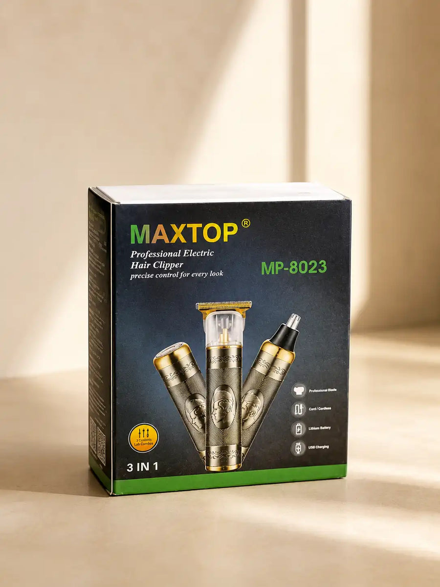 Maxtop MP-8023 3-in-1 Trimmer for Men – Shaver & Nose Trimmer Grooming Kit with 4 Guard Combs
