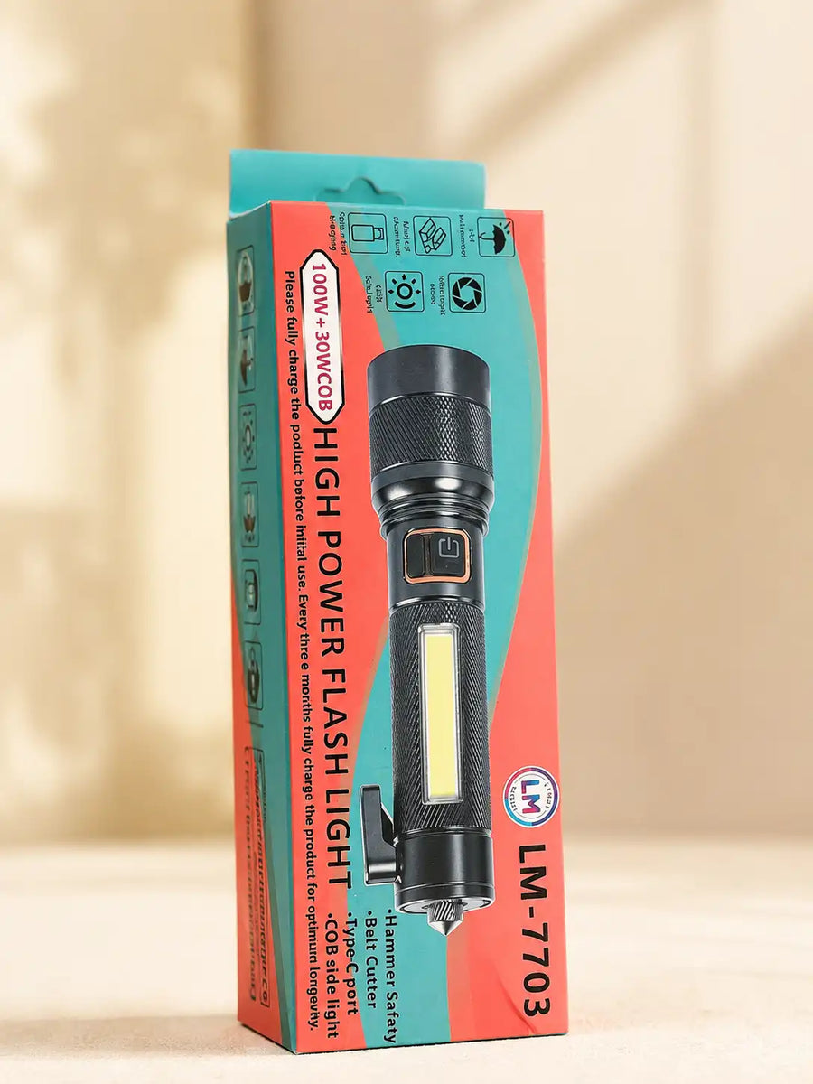 LM-7703 Rechargeable High Power LED Flashlight with COB Light