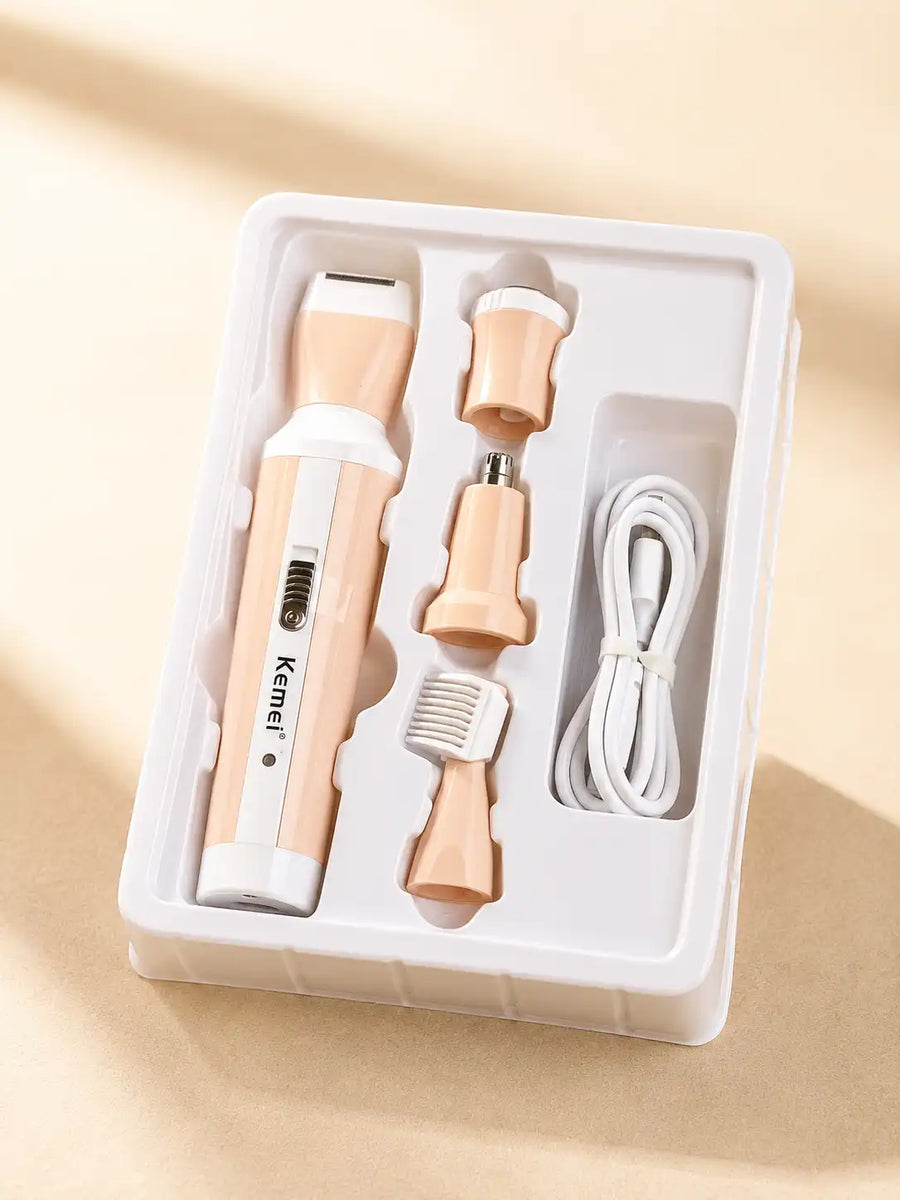 Kemei KM-3024 4-in-1 Electric Shaver & Body Hair Trimmer for Face, Nose & Eyebrows
