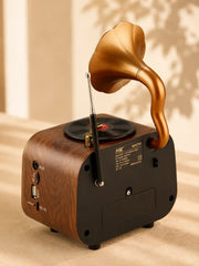 MZ Retro Gramophone Bluetooth Speaker – Vintage AM/FM/SW Radio, 5W Hi-Fi Sound
