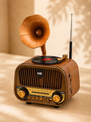 MZ Retro Gramophone Bluetooth Speaker – Vintage AM/FM/SW Radio, 5W Hi-Fi Sound