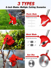 48V Cordless Grass Trimmer & Brush Cutter – 2 Batteries, Multi-Blade