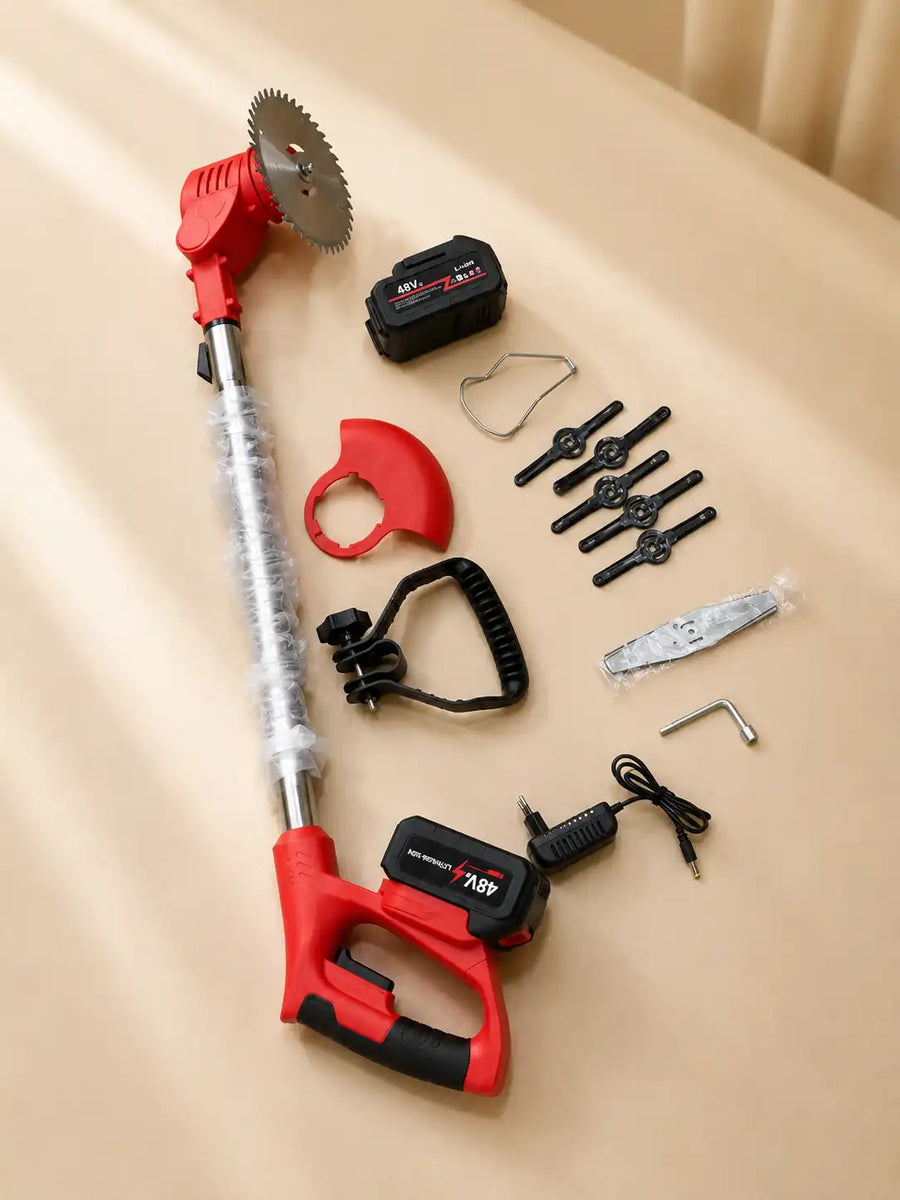 48V Cordless Grass Trimmer & Brush Cutter – 2 Batteries, Multi-Blade