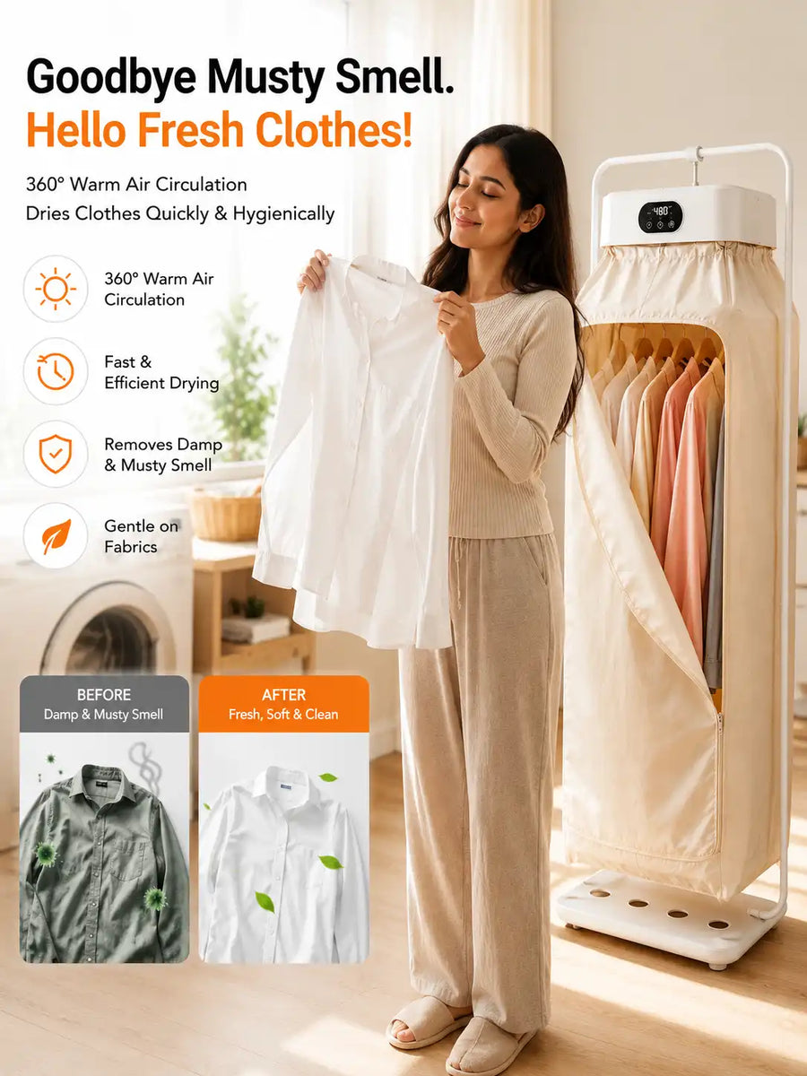 Portable Clothes Dryer with Heating & Timer – Compact Laundry Dryer