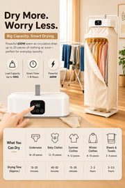 Portable Clothes Dryer with Heating & Timer – Compact Laundry Dryer