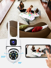 WiFi Smart CCTV Camera with Dual Lens, 360° View & Night Vision