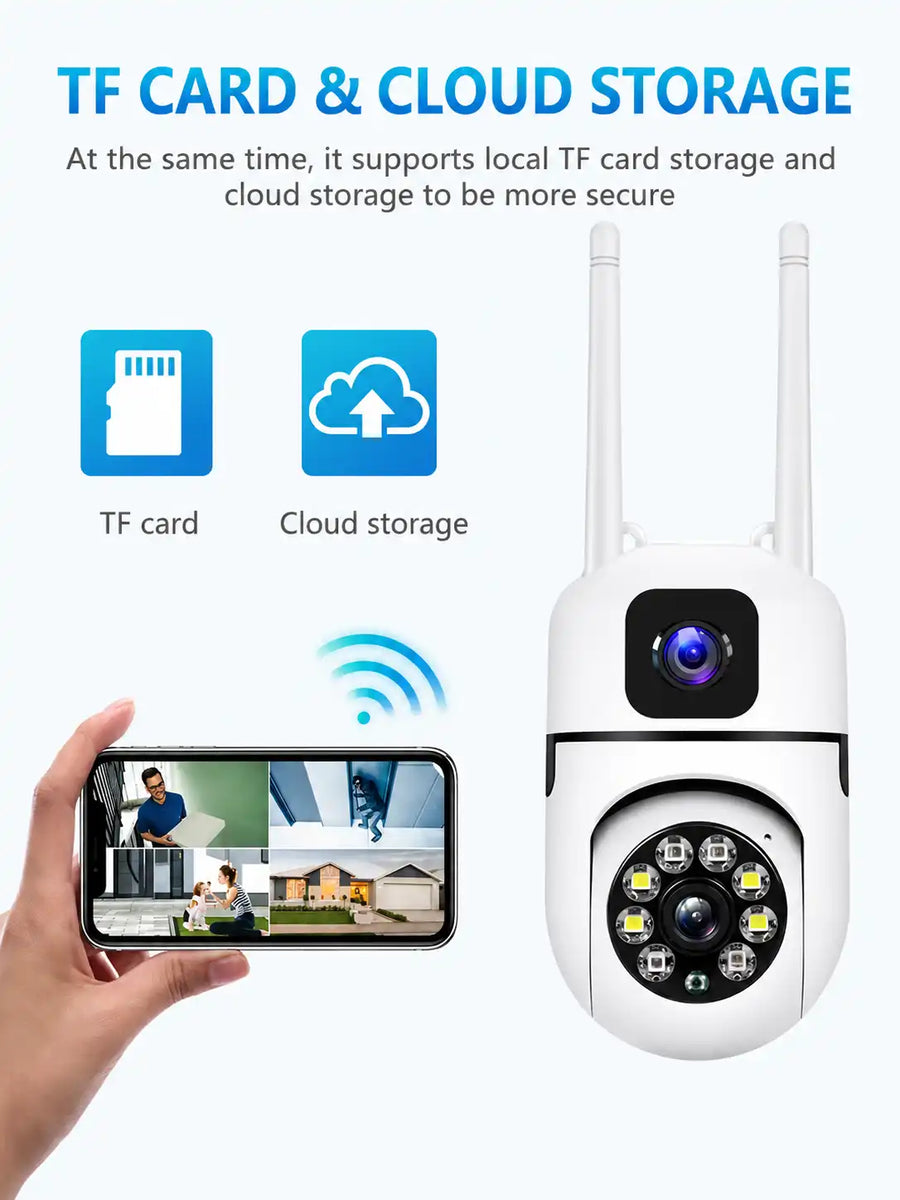 WiFi Smart CCTV Camera with Dual Lens, 360° View & Night Vision