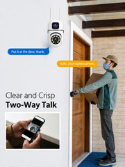 WiFi Smart CCTV Camera with Dual Lens, 360° View & Night Vision