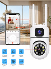 WiFi Smart CCTV Camera with Dual Lens, 360° View & Night Vision