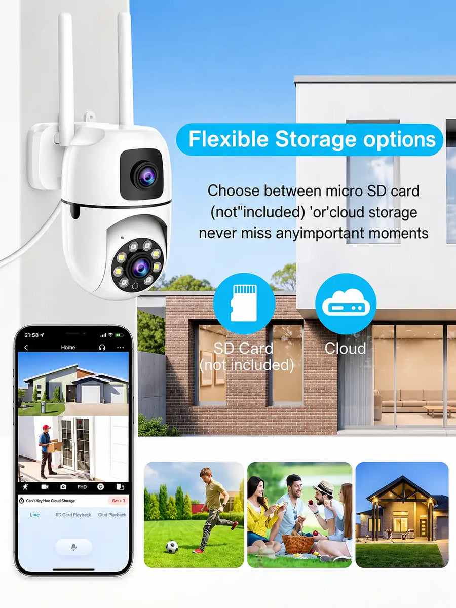 WiFi Smart CCTV Camera with Dual Lens, 360° View & Night Vision
