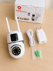 WiFi Smart CCTV Camera with Dual Lens, 360° View & Night Vision