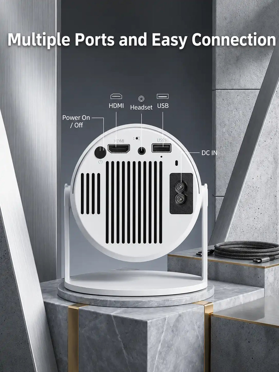 HD Android 11 Projector 720P with WiFi & Bluetooth, 180° Rotation