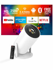 HD Android 11 Projector 720P with WiFi & Bluetooth, 180° Rotation
