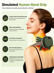 4D Electric Neck Massager with Heat - Simulated Hand Kneading, Shoulder & Back Massager, Cordless Portable Cervical Massager for Pain Relief, Deep Tissue Kneading Massage Machine