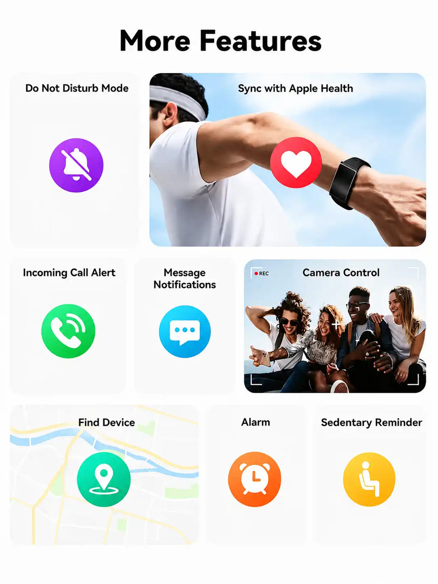 Smart Fitness Band with Heart Rate Monitor - Sleep Tracker, 170+ Sports Modes, GPS Running, SpO2, Waterproof Activity Tracker Bracelet for Men & Women