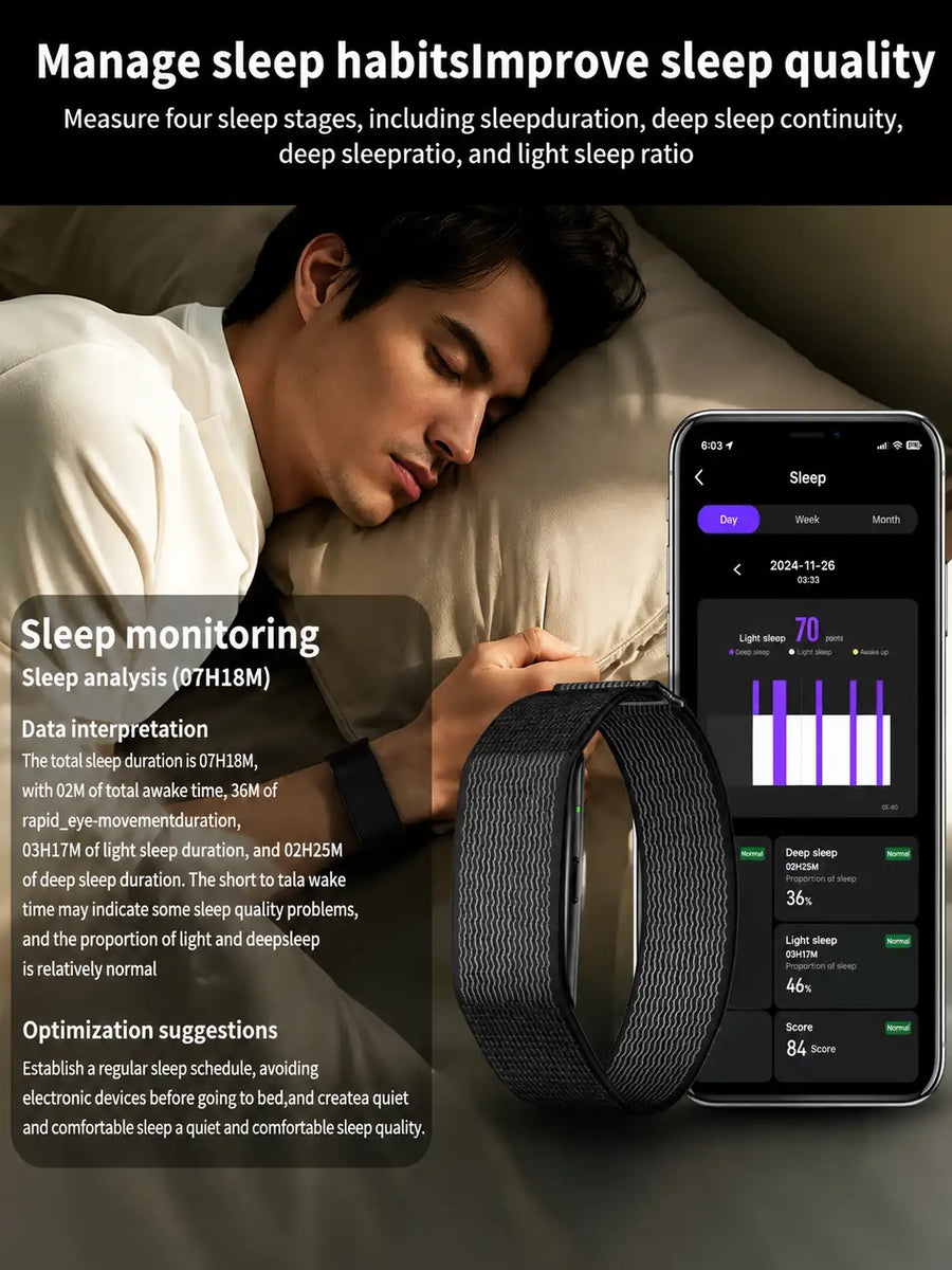 Smart Fitness Band with Heart Rate Monitor - Sleep Tracker, 170+ Sports Modes, GPS Running, SpO2, Waterproof Activity Tracker Bracelet for Men & Women