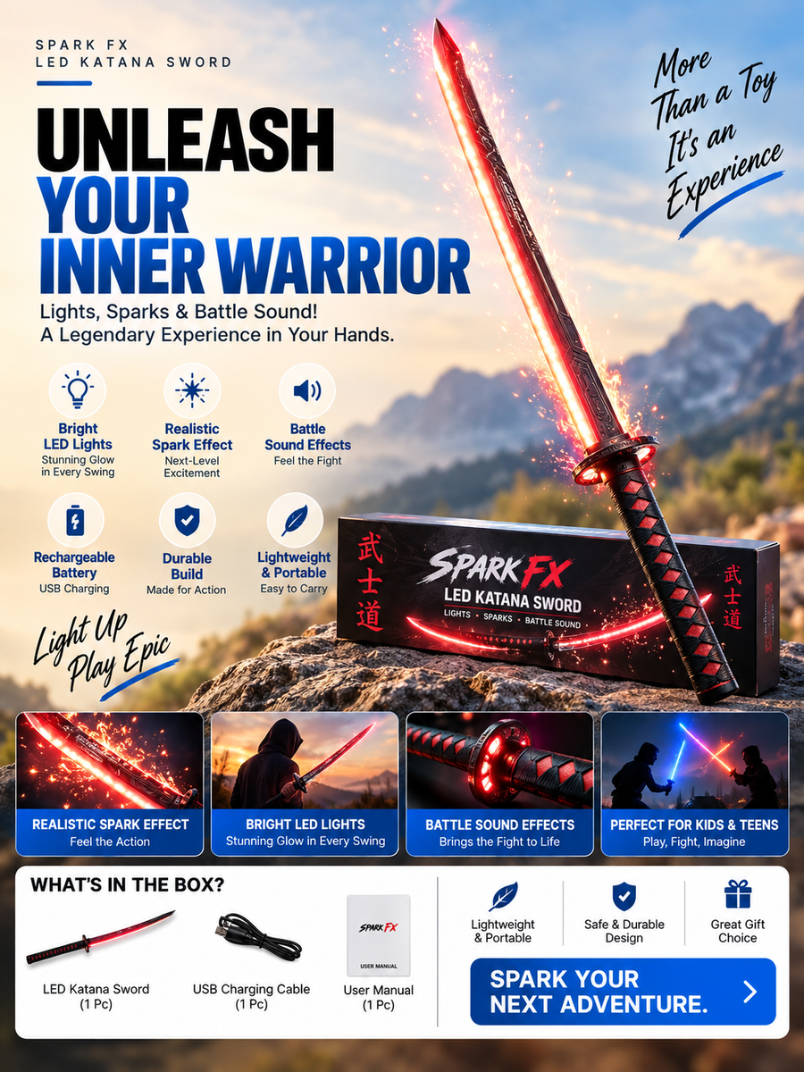 Spark FX LED Katana Sword – Lights, Sparks & Battle Sound