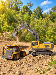 RC Dump Truck & Excavator Combo Set – 2.4GHz Remote Control Construction Toy for Kids
