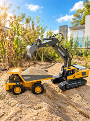RC Dump Truck & Excavator Combo Set – 2.4GHz Remote Control Construction Toy for Kids