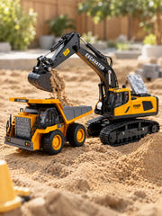 RC Dump Truck & Excavator Combo Set – 2.4GHz Remote Control Construction Toy for Kids
