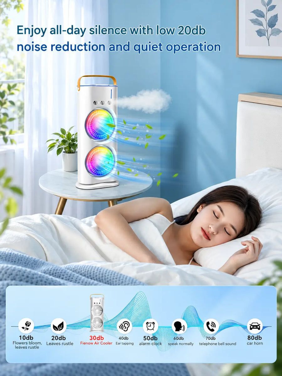 Mini Air Cooler Fan | Portable Cold Air Fan with Ice Tank | USB Rechargeable Oscillating Table Fan