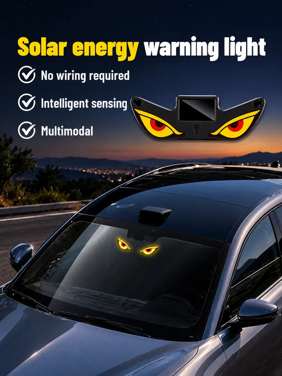 LED Demon Eyes for Car | Solar Devil Eye Light for Rear Window | Wireless Car LED Light with Suction Cup Mount