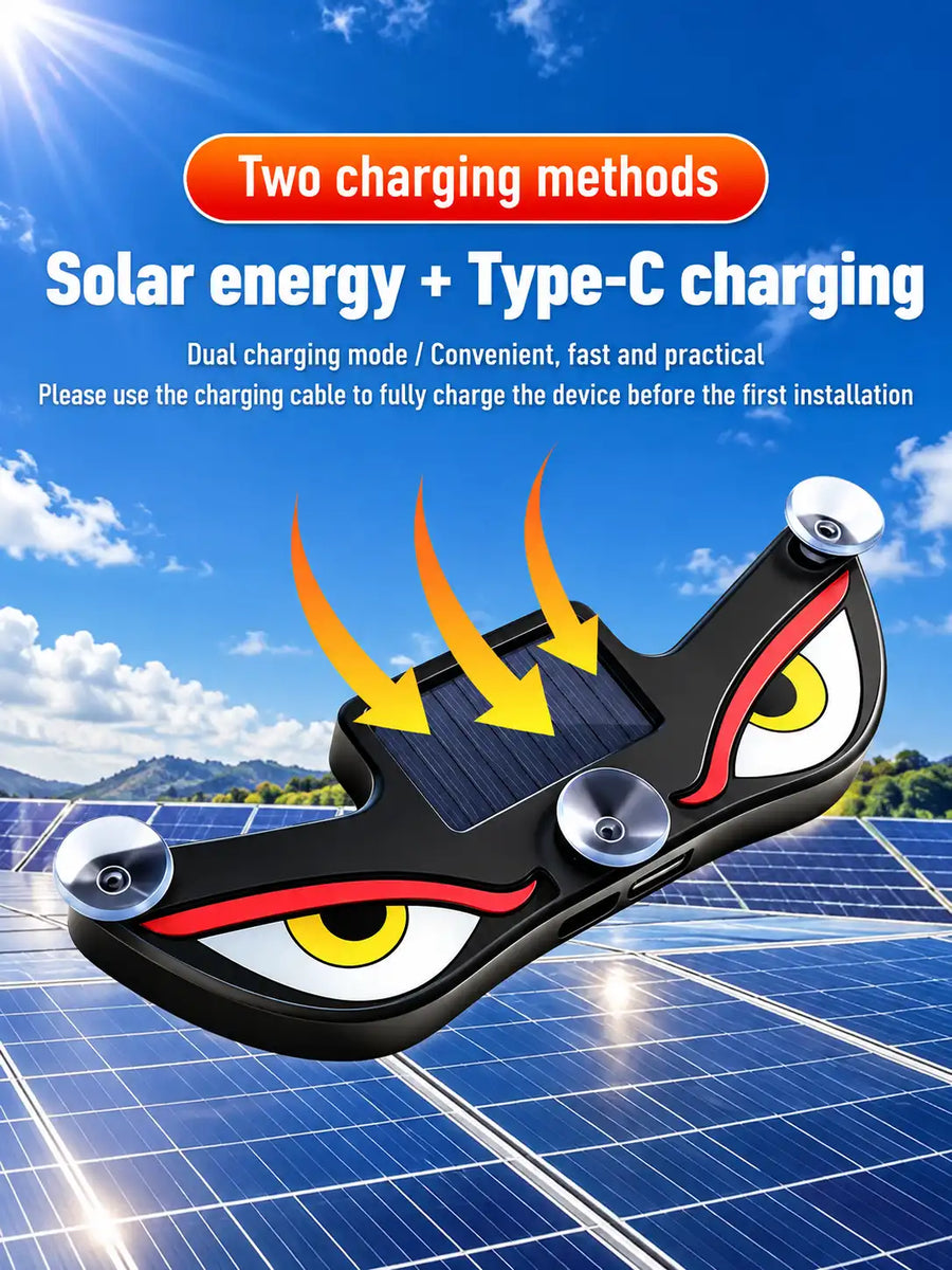 LED Demon Eyes for Car | Solar Devil Eye Light for Rear Window | Wireless Car LED Light with Suction Cup Mount