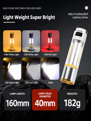 YESNICE YES-666 Multifunctional Camping Flashlight — 1000LM Rechargeable LED Lantern with Strong Magnetic Base, Warm/Cold/Red SOS Light & Spotlight Mode
