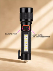 LM-7703 Rechargeable High Power LED Flashlight with COB Light