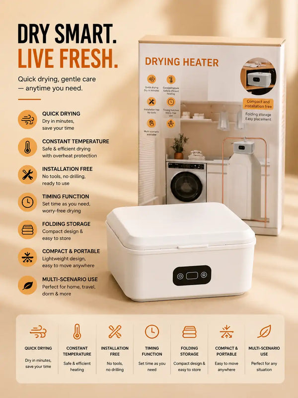 Portable Clothes Dryer with Heating & Timer – Compact Laundry Dryer