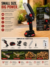 MZ CS72 Cordless Mini Chainsaw 6-Inch – Portable Electric Battery Chainsaw for Branch Cutting, Pruning & Firewood
