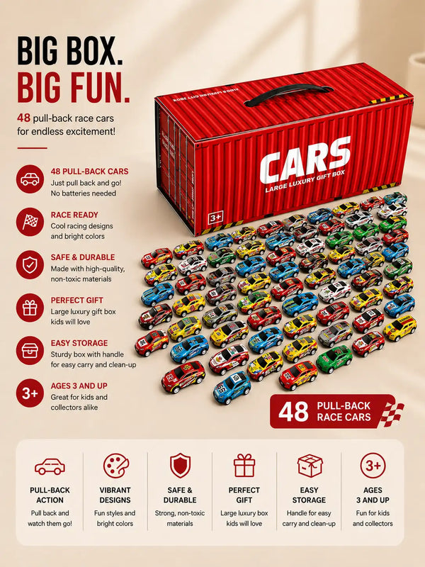 48 Pcs Diecast Alloy Model Toy Cars Set with Display Box