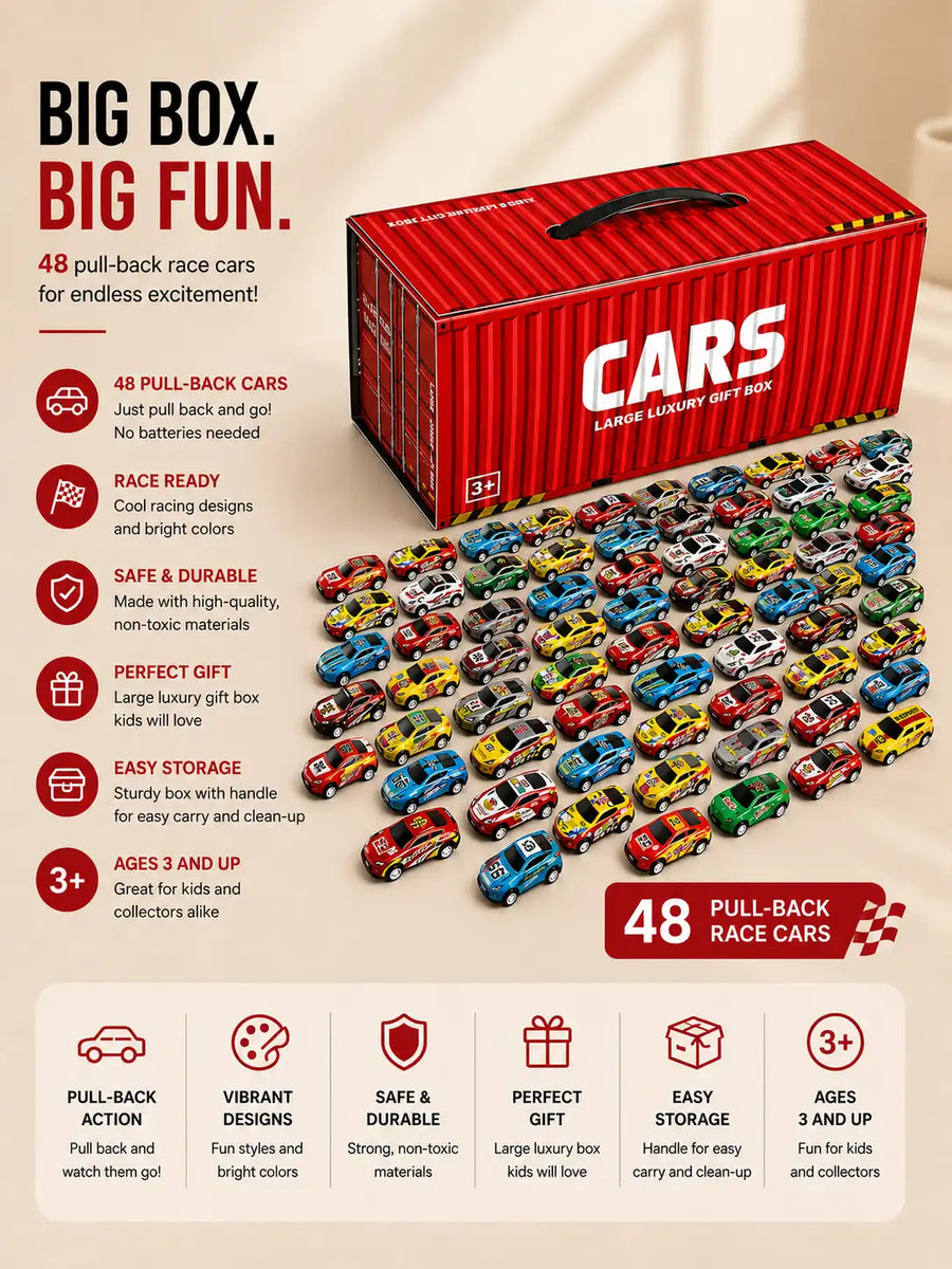 48 Pcs Diecast Alloy Model Toy Cars Set with Display Box