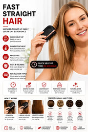 Portable Mini Hair Straightener Brush – Portable 2-in-1 Straightening & Curling Comb