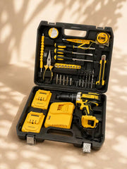 Cordless Drill Machine with Complete Tool Kit - 25+3 Torque, 3-in-1 Drill Driver, 2 Speed, 38Nm, Screwdriver Set, Home Tool Kit with Carry Case for Wood, Wall & Metal