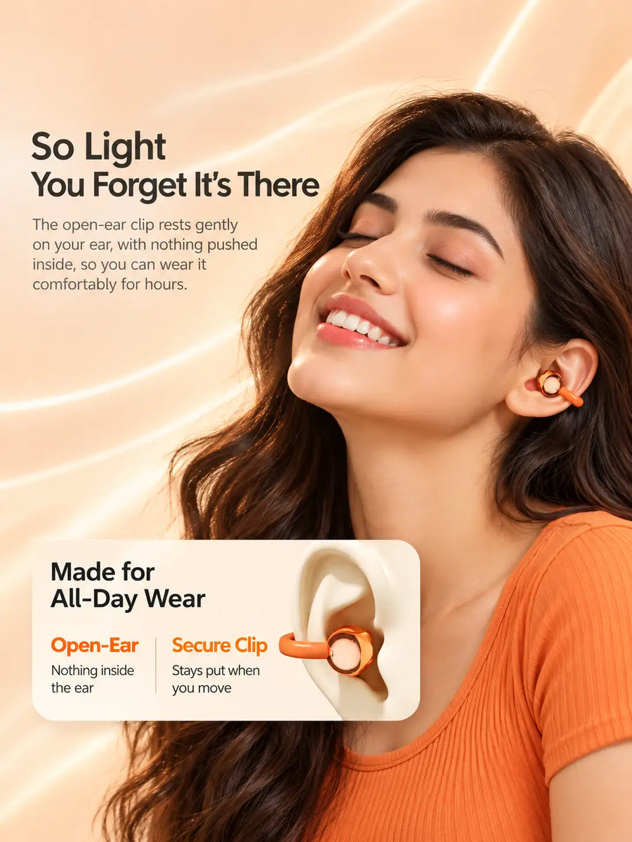 Ear Clip Wireless Earbuds with Mini Handbag Charging Case | Open Ear TWS with Teddy Bear Charm & Chain