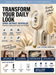 Electric Spray Retractable Air Cushion Comb – Anti-Tangle Scalp Massage Hairbrush with Mist Spray Function